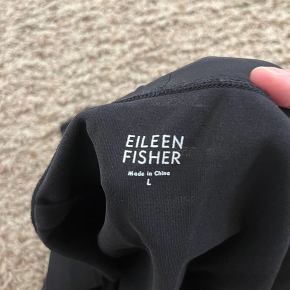 Eileen Fisher Straight Skirt Women's Size Large Black Elastic Waist Knee Length - Picture 2 of 5